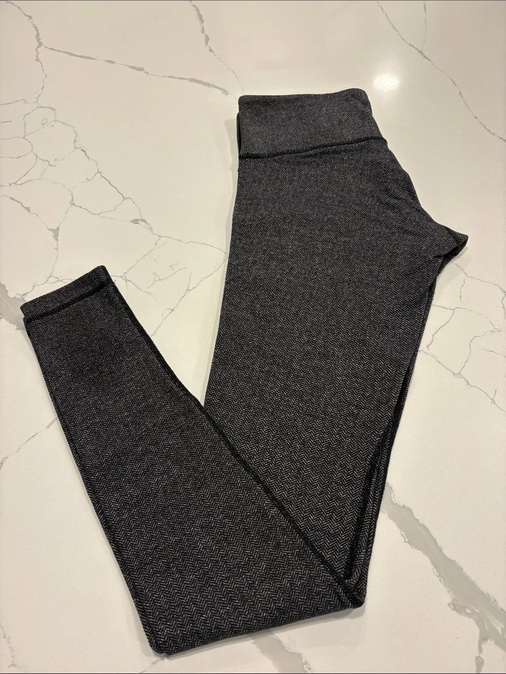 Lululemon Wunder Under High Rise Leggings 25” ~ 6 ~ Herringbone Heathered Black